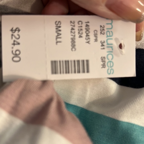 24/7 Maurices New with tags, scooped neck striped long shirt - Picture 5 of 5